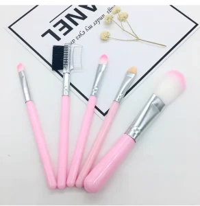 5pcs Professional Pink Makeup Brushes Kit Private Label Eyeshadow Eyeliner Eyebrow Lip Makeup Brush