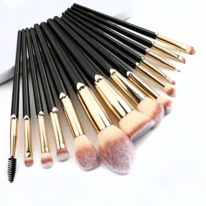 6 Pcs Professional Heart Makeup Brush Set Soft Synthetic Hair Powder Bristles Crystal Handle Foundation Concealer Mascara Black