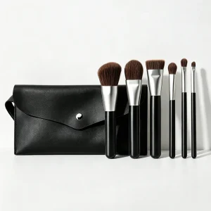 6-Piece Nylon Cheek Makeup Brush Set with Wood Handle Black Brush Bag Included Factory Direct Cross-Border