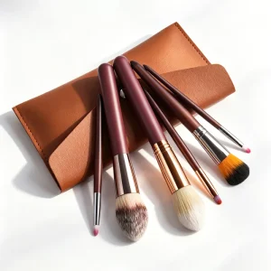 6 Piece Nylon Wood Handle Makeup Brush Set with Loose Powder Blush Contour Brushes