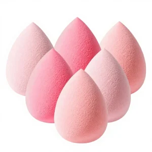 6Pcs Pink Washable Makeup Sponge Set Foundation Powder Cream Applicators Soft Latex Free Sponge Pads Made China Model MAS448