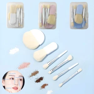 6Pcs/Set Mini Portable Travel Makeup Brush Set for Beginners, Powder Contour Eyeshadow Concealer Highlight Brushes with Box