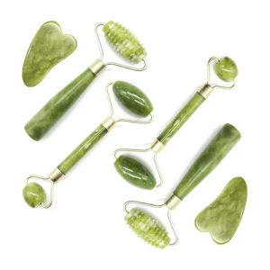 6pcs Anti-Aging Wrinkles Facial Massager Kit 4pcs Jade Roller 2pcs Scraping Lymphatic Massage Tools for Face LRYS Model OEM