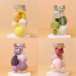 6pcs Canned Makeup Sponge Eggs Sunflower Accessories Extra Soft Makeup Sponge Packaging Private Label Makeup Blender