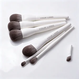 6pcs Premium Synthetic Makeup Brush Set White Painted Wooden Handles Cruelty Free Bristles Easy to Blend and Apply Makeup Evenly