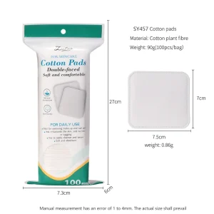 7*7.5cm Disposable 3 Layer Edge Pressed Ultra Soft Strong Absorbing Facial Cleansing Pads Cotton Plain Weave Square Custom Pad