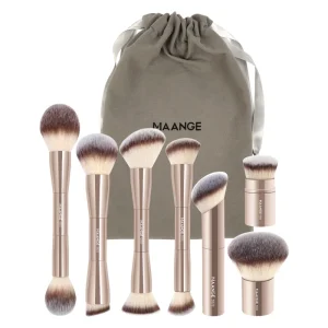 7 PCS Natural Makeup Brush Set Custom Professional Beauty Brush Set for Face Make up Brush Bag