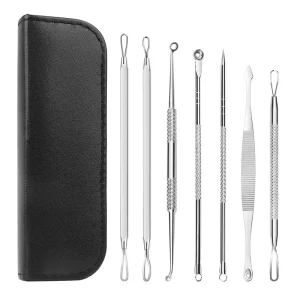 7 Pcs Blackhead Remover Acne Needle Set Removing Treatment Comedone Whitehead Popping Zit Blemish Extractor Tool Pimple Tool Kit