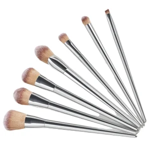 7 Pcs Silver Makeup Brush Set With Makeup Brush Bag Cosmetic Tools Gift Girls Beauty Products Professional Face Kit