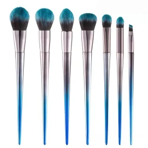 7-Piece Soft Diamond Makeup Brush Set Dark Blue Eyebrow Eyeshadow Powder Tools Metal Handle for Shaving Brush Use