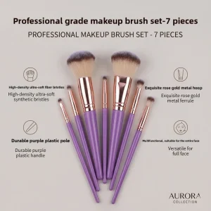 7-piece Synthetic Fibre Plastic Handles Boxed Makeup Brush Set