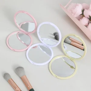 7.5cm Round Folding Makeup Mirror Portable Double sided Flip Pocket Girls Makeup Mini Student Mirror
