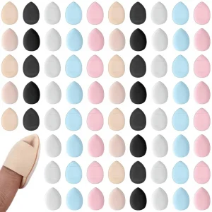 75PCS Reusable Soft Polyurethane Mini Drop Shaped Finger Powder Puff Makeup Sponges for Face Powder Foundation