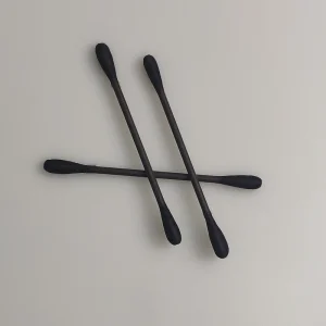 75mm 3″ Double Round Head Paper Black Color Handle Cotton Buds Swab