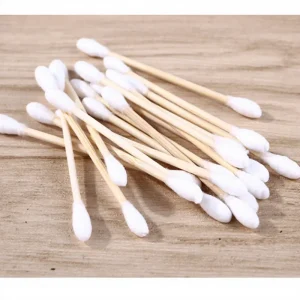75mm Disposable Sterile Alcohol Wooden Stick Cotton Buds in Poly Bag