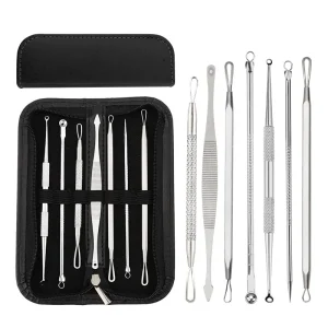 7PCS set Stainless Steel Extractor Blackhead Remover Needles Acne Pimple Blemish Treatments Face Skin Care Beauty Tools