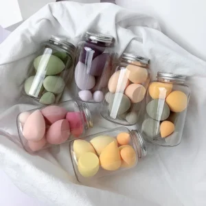 7pcs Soft Beauty Sponge Blender Non latex Makeup Puff Travel Portable Mini Jar Custom Logo Cosmetic Sponge