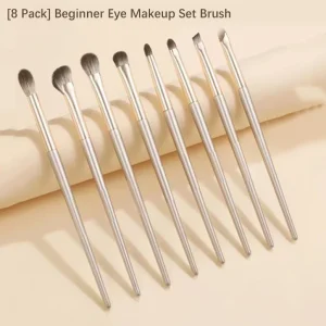 8 Piece Eyeshadow & Eyeliner Brush Set for Beginners with Blending and Detail Brushes