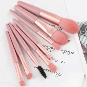 8 Piece Mini Makeup Brush Set Eyeshadow Brush Cosmetic Tools with Storage for Liquid Foundation