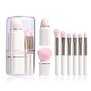 8-in-1 Telescopic Makeup Brush Set Portable Multifunctional Powder Puff Eye Shadow Lip Gloss Foundation