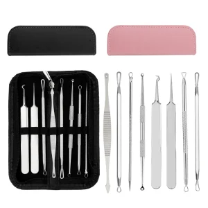 8 piece Stainless Steel Acne Clips and Acne Needles Blackhead Removal Needles Set