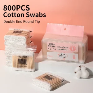800pcs Disposable Wooden Q Tips Eco Friendly Cotton Buds for Makeup and Ear Cleaning Head Cotton Swab B0144