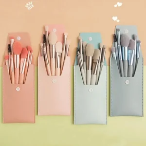8Pcs Beginner Makeup Brush Set Soft Synthetic Fiber Brushes Eyeshadow Powder Foundation Brushes With Storage Bag