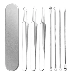 8pcs 7pcs 6pcs 3pcs 2pcs Blackhead Acne Remover Tool Kit Facial Comedones Acne Needle Clip Pimple Tweezer Blemish Extractor Set