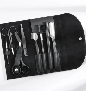 8pcs Luxury Beauty Makeup Set Stainless Steel Eyebrow Trimmer Shaver Razor Brow Shaper Scissors Pen Brush Comb Face Tweezer