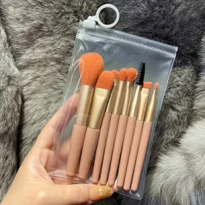 8pcs Mini Makeup Brush Set Travel Size Portable Eyeshadow Concealer Brushes