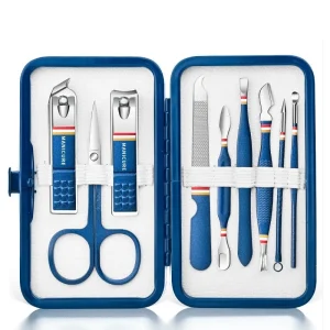 9In1 Nail Cutter Set Stainless Steel Nail Clippers Set Pedicure Kit with Folding Bag Manicure Kits Scissors Makeup Beauty Tool