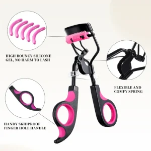 9PCS Pink Women’s Eyelash Curlers Including Mascara Strips Professional Beauty Tools for Easy Carrying Ladies Gift