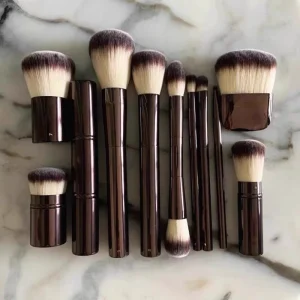 AY High Quality Fiber Makeup Brush Set 19 Piece Hourglass Design for Face Eye Shadow Foundation Blush