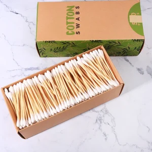 Accept OEM EarBuds 500Pcs Cotton Bud Bamboo Sticks Cotton Swab with Kraft Paper Box