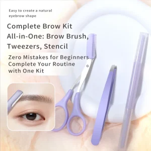All in One Eyebrow Care Set with Comb Trim Pluck and Blade Tools Professional Makeup Tools for Easy Natural Brows at Home