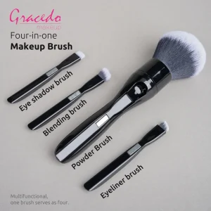 All in One Magnetic Makeup Brush Set 4 in 1 Custom Logo Private Label Soft Synthetic Bristles Portable Travel Cosmetic Brushes