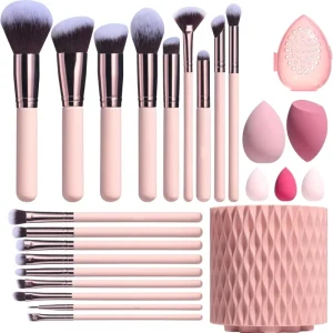 All in One Makeup Tool Kit Custom Logo High-end Synthetic Makeup Brush with Rotating Cylinder Makeup Brush Bucket