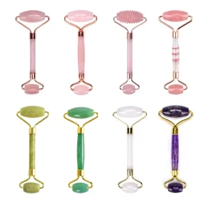 Authentic 100% Natural Amethyst Rose Quartz Face Roller Massager Green White Jade Facial Roller Jade Roller
