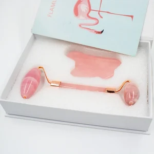 Aventurine Jade Facial Roller Massager Pink Crystal Stick for Eye Area Scraping Boxed Product