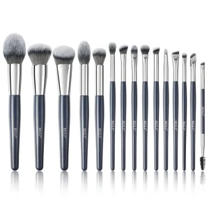 BEILI Professional China 15piece Grey Cosmetic Tools Makeup Brushes Foundation Eyeshadow Blending Brush Set Make up