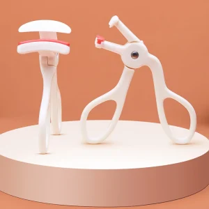 BT3116 White Mini Eyelash Curler with Silicone Replacement Pad and Partial Plastic Design
