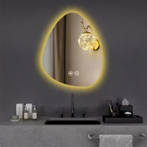 Bathroom Vanity LED Makeup Mirror with Defogging Dimmable Lighting Water Droplet Shape Glass Material
