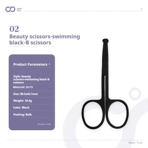 Beauty Accessory Supplies Stainless Steel Curved Sharp Black Eyebrow Scissors Makeup Tools