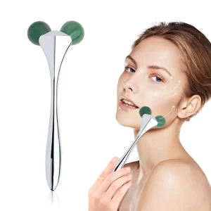 Beauty Anti Aging Skincare Crystal Stone Ball Massage Facial Natural Quartz 3D V Shape Green Rose Jade Face Roller