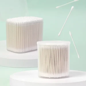 Beauty Cotton Swabs Wood & Bamboo Sticks Cotton Buds for Baby Ear Nose and Electronics Cleaning 1000Pcs Spiral & Pointed