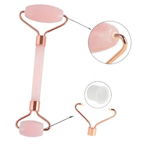 Beauty Face Jade Roller and Gua Sha Skincare Pink Jade Massager Quartz Stone Facial Tools Mini Anti Aging Massage Jade Roller