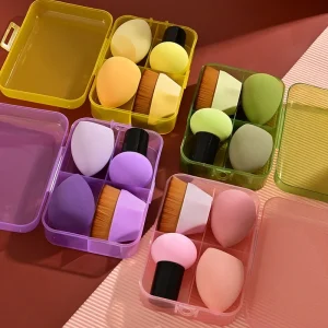 Beauty Magic Box Kit Soft Triangle Latex Free Blender Sponge Set Facial Makeup Application Magic Puff Powder Brush Tab Pad
