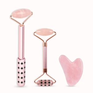Beauty Skincare Instrument Tools Handheld Portable Germanium Jade Face Massage Roller