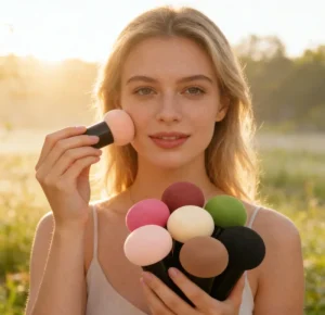 Beauty Tool Soft Mushroom Foam Puff Sponge Washable Facial Makeup Foundation Applicator Square Plastic Box Powder