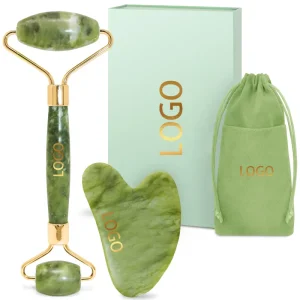 Beauty Tools Green Facial Massager Xiuyan Jade Roller Gua Sha Set for Box
